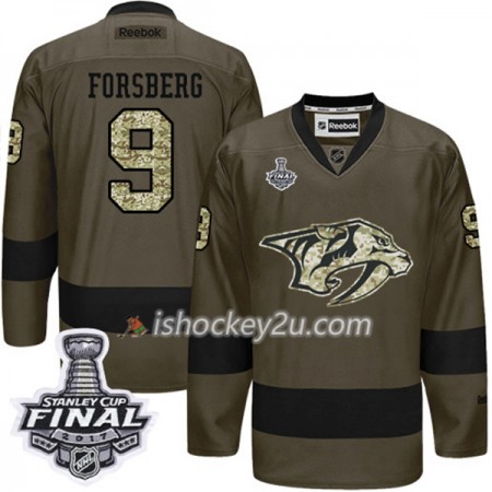 Mænd NHL Nashville Predators Trøje Filip Forsberg 9 Adidas 2017-2018 Camo Grøn 2017 Stanley Cup Final Authentic